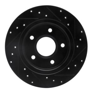 Chrysler Town & Country Brake Rotor (1) - Rear Left - R1 Concepts - Drilled & Slotted - Black - `08-`16